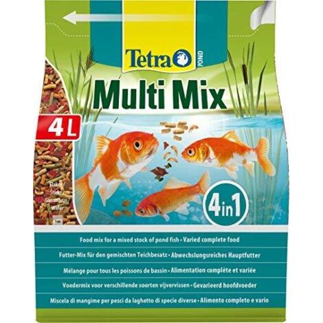 Tetra Pond MultiMix, Pond Fish Food (scale, bastoncini, compresse e gammarus), 4 L