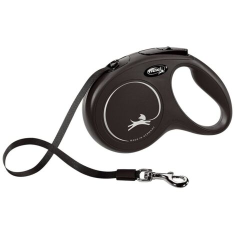 Guinzaglio estensibile a fettuccia Flexi New Classic Tape con manico ergonomico per cani: Nero XS 3 metri