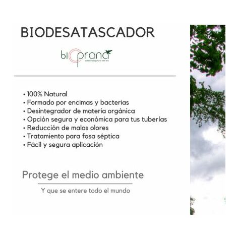 BIOPRANA BIODESATACADOR Ecologico di tubi e tubi e rigeneratore di serbatoi  settici, batteri naturali al 100