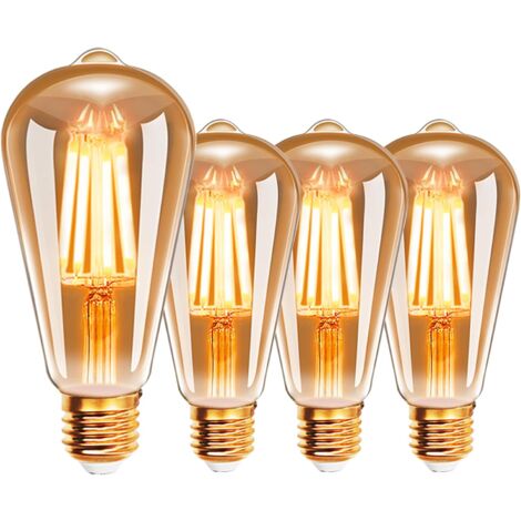 8W Filament Light Bulb E27, 64 x 142mm, 2200K (Pack of 4)