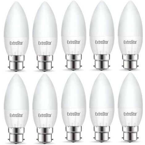 6W LED Candle Light Bulb B22, 6500K Daylight (Pack of 10)