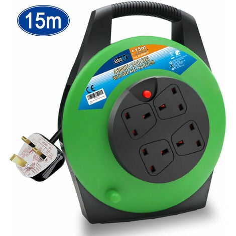 4 Sockets Cable Reel with Cable 3G1.25, 15M, Over-Heat Protection