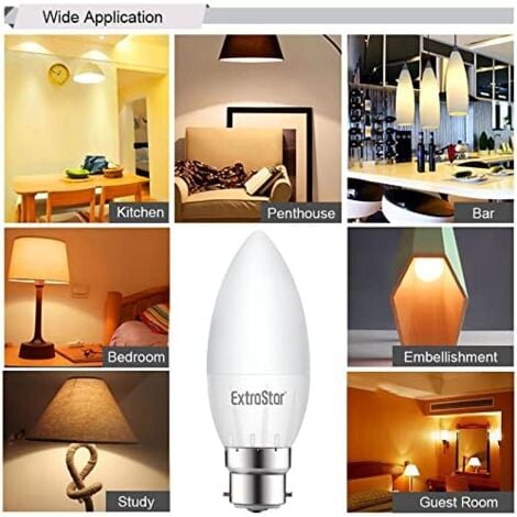 4W LED Candle Light Bulb B22, 6500K Daylight (Pack of 10)