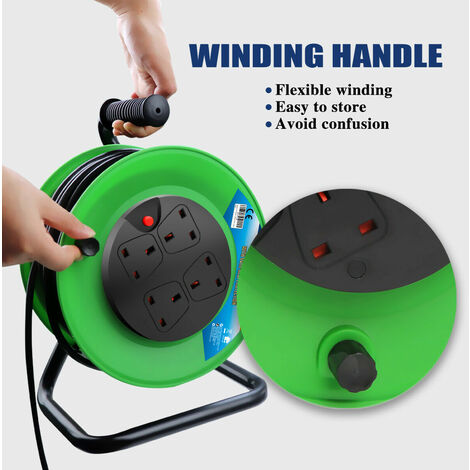 4 Sockets Cable Reel with Cable 3G1.25, 25M, Over-Heat Protection