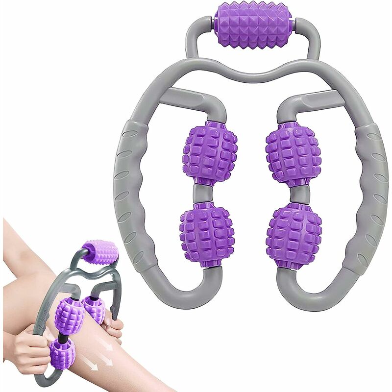 Rodillo de masaje muscular, rodillo de masaje de espuma de masaje profundo anticelulítico de 360°, rodillo de masaje muscular de 5 ruedas para piernas, muslos, pantorrillas, cuello, brazos y cuerpo