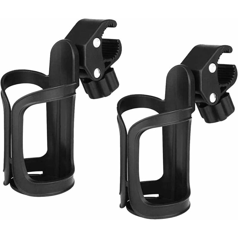 2 portabotellas para bicicleta, portavasos para bicicleta, portabotellas para bicicleta, portabotellas de rotación universal de 360 ​​grados, para cochecitos, bicicleta de montaña, silla de ruedas (negro)