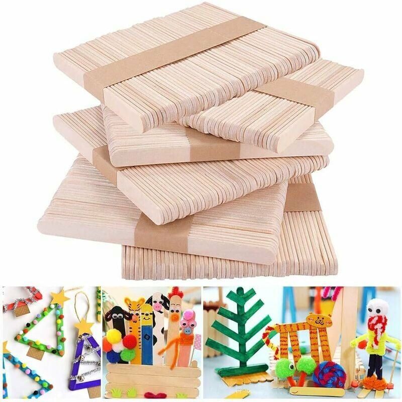 300 palitos de madera, palitos de helado no tóxicos sólidos, palitos de madera para manualidades de decoración de helado DIY (114*10*2mm)