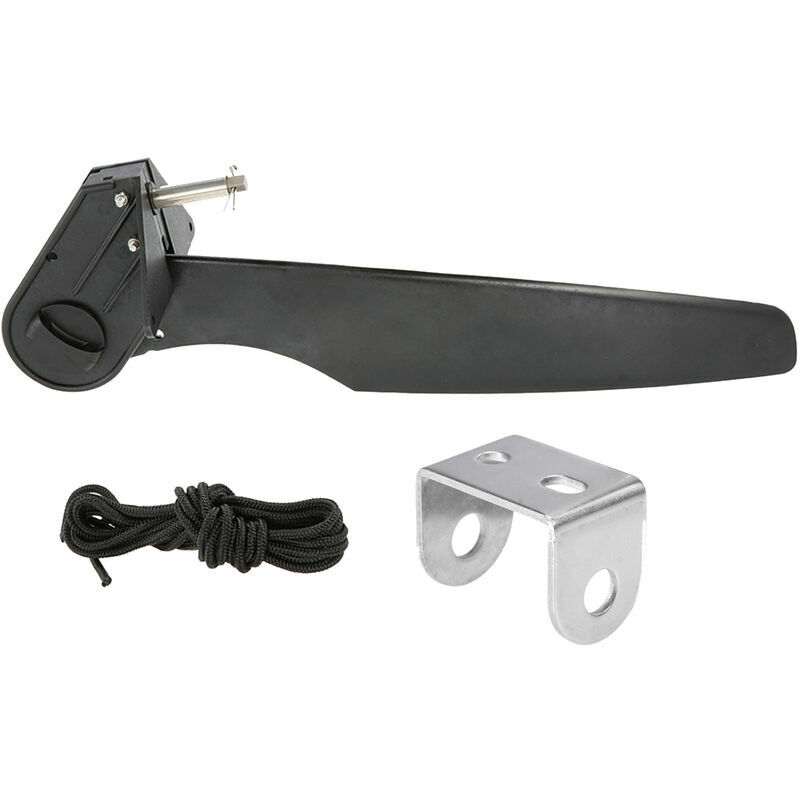 Timón de kayak con kit de soporte de montaje de línea de control Accesorios para barcos de kayak de pesca, modelo: negro