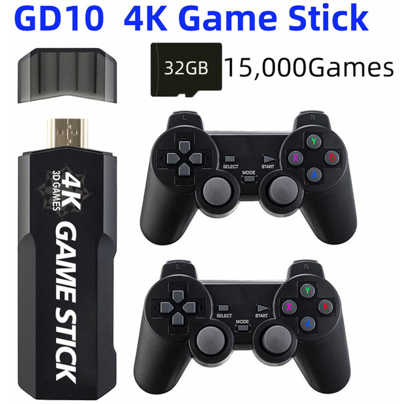 GD10 Game Stick integrado 40000 juegos 2,4G controlador inalámbrico HD Retro consola de videojuegos 4k HD consola de videojuegos, 32GB