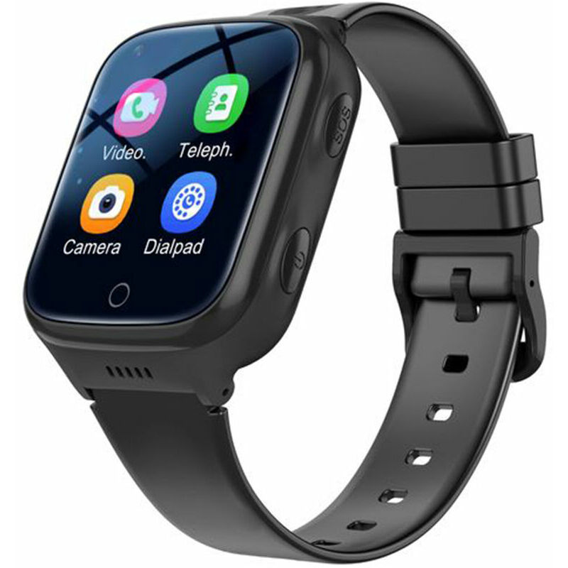 Reloj inteligente para niños 4G Sistema de posicionamiento global Wi-Fi SOS Impermeable IP67 Video Teléfono Llamada Seguimiento Android Smartwatch, Negro