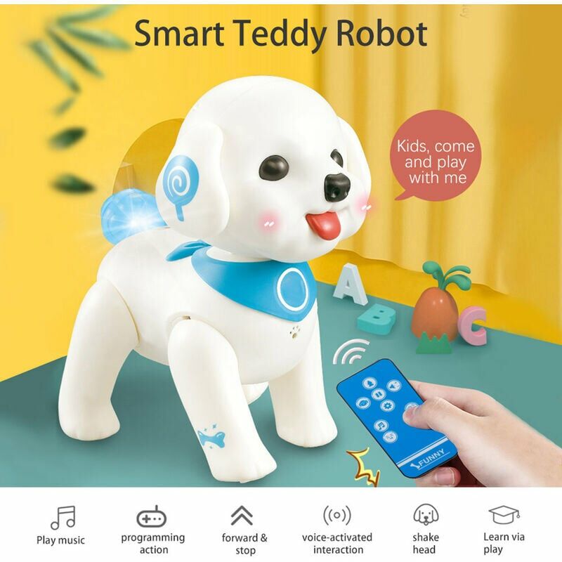 RC Robot Teddy Puppy Robotic Dog Voice Control Program Sing Shake Head Interactive Pet Dog Toy para niños niñas niños regalo de cumpleaños