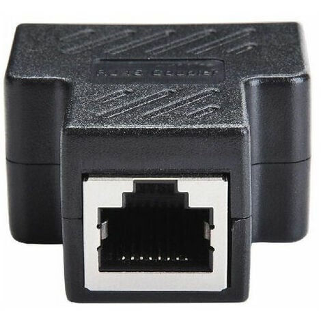 Adaptateur séparateur Rj45 1 à 2 ports femelle à femelle Connecteurs réseau d'extension Internet Prise en charge du câble Ethernet Cat5 Cat5e Cat6 Cat6e Cat7, noir