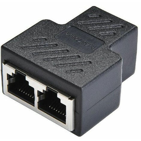 Adaptateur séparateur Rj45 1 à 2 ports femelle à femelle Connecteurs réseau d'extension Internet Prise en charge du câble Ethernet Cat5 Cat5e Cat6 Cat6e Cat7, noir