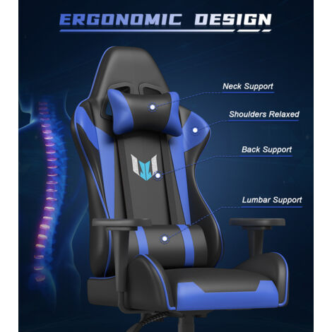 Gaming Stuhl - Bigzzia Computerstuhl Ergonomisch - Gamer Stühle mit  Lendenkissen + Kopfstütze Höhenverstellbar Gaming Chair für Mädchen