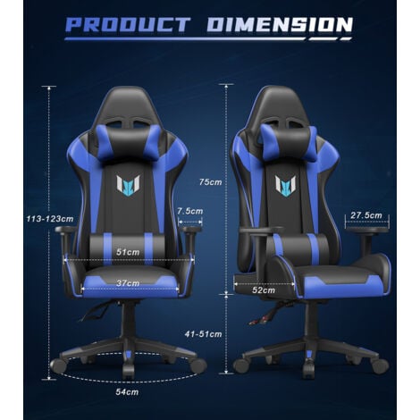 BIGZZIA Gaming Stuhl Ergonomisch - Gamer Stühle mit Lendenkissen +