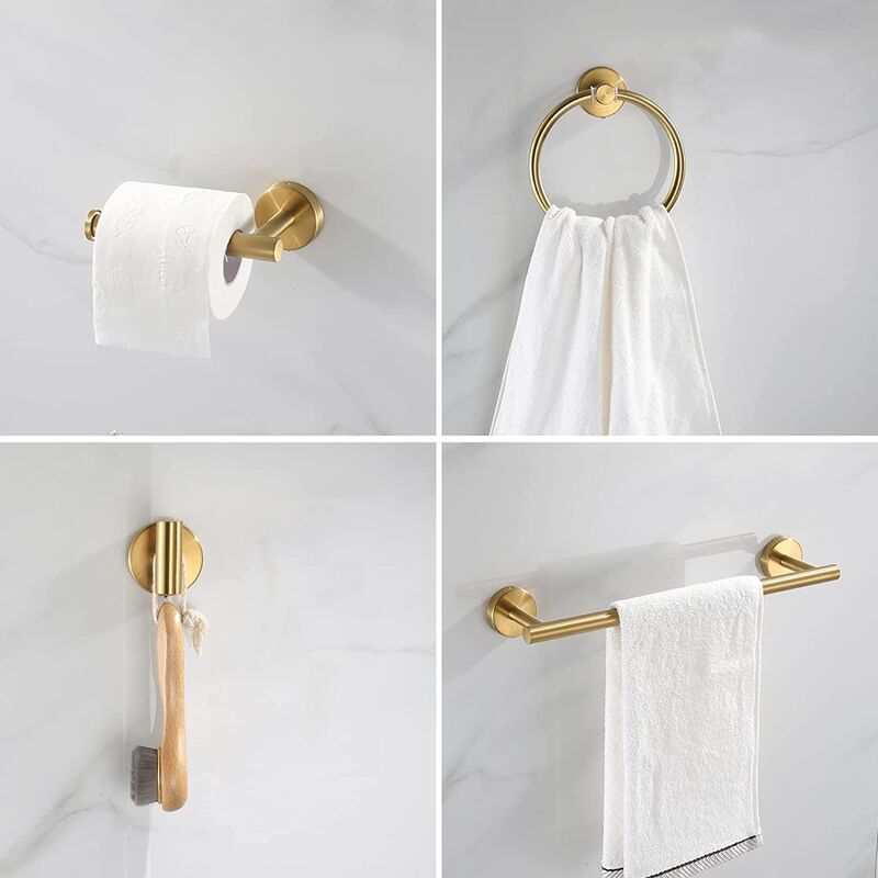 Set Accessori Bagno Autoadesivi TocTen 5 Pezzi In Acciaio Inox - Portasciugamani, Portarotolo E Ganci, Nichel Spazzolato - 6