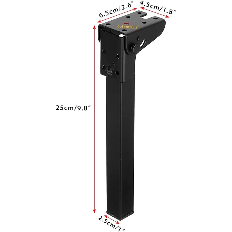 4 Pezzi Gambe da Tavolo Pieghevoli 25cm Gambe per Mobili in Ferro Fai da Te  con Viti di Montaggio Nero