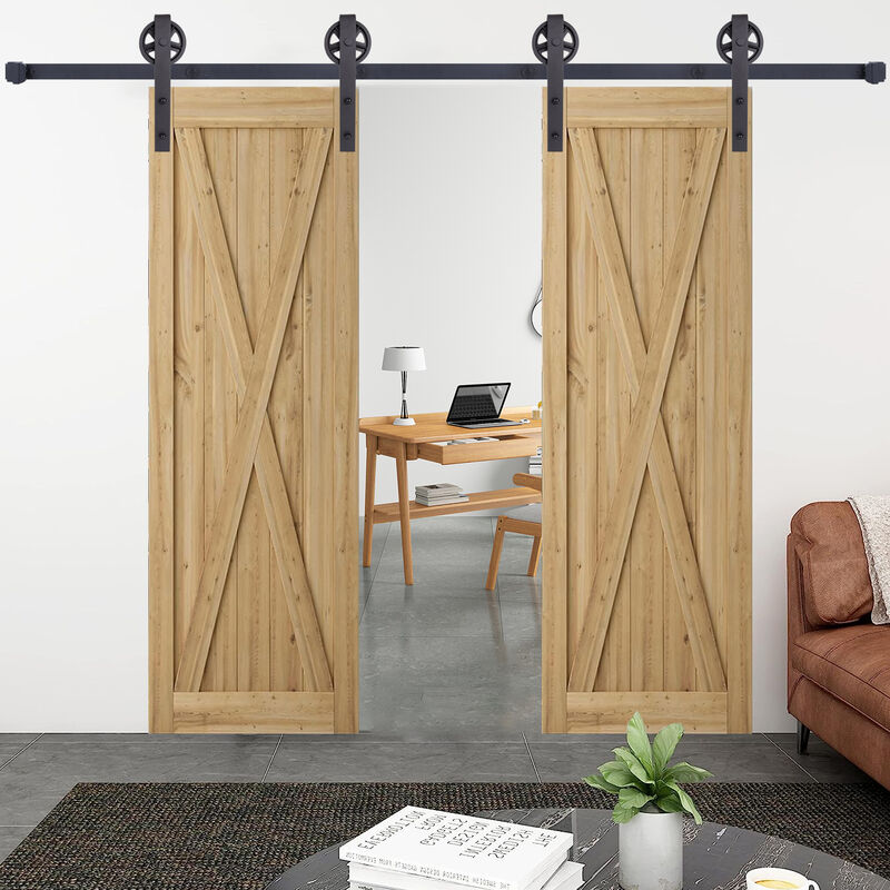 150cm/5FT Binario per Porta Scorrevole Kit Scorrevole per Porta della  Stalla J-Forma Kit Porta