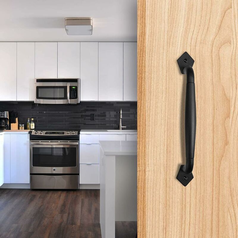 Maniglie Per Porte Scorrevoli 4 Pezzi - Nero, Acciaio, Con Viti, Per Armadi E Mobili - 18x2.5cm - Foto 6