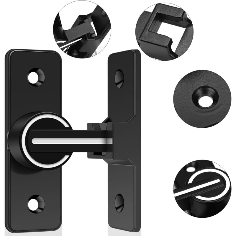 Serratura Per Porta Scorrevole VGECEE 2 Pezzi – Chiusura A 360° In Acciaio Inox Nero, Per Porte, Finestre E Armadi