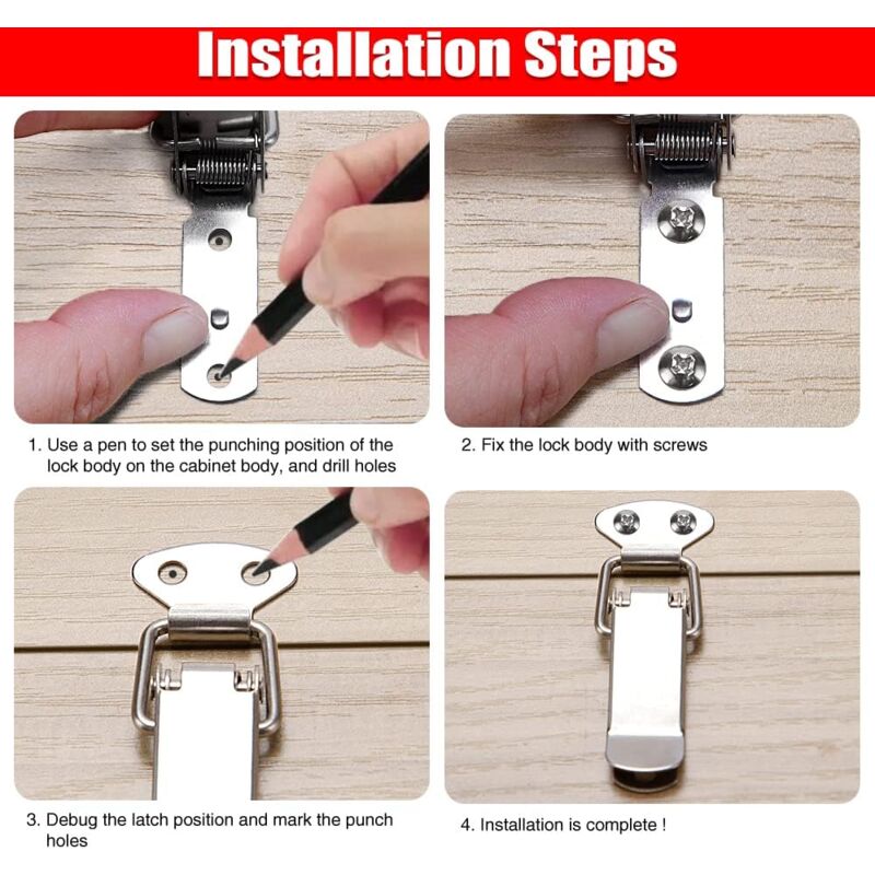 Chiusure A Leva Acciaio Inox - 5 Pezzi Per Cassetti E Porte - Foto 7