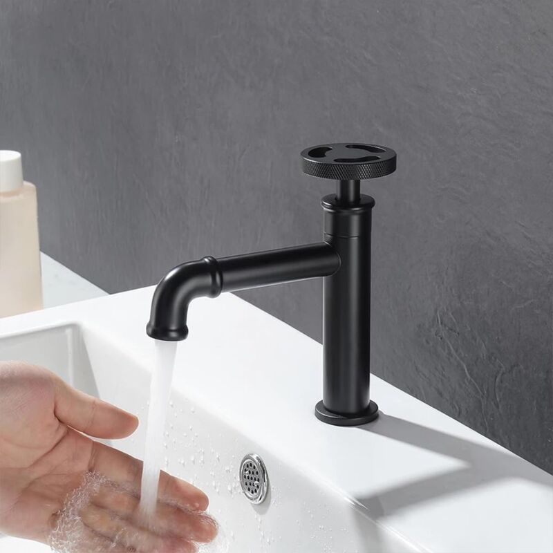 Rubinetto da bagno nero Rubinetto per lavabo a mano singola 1 foro