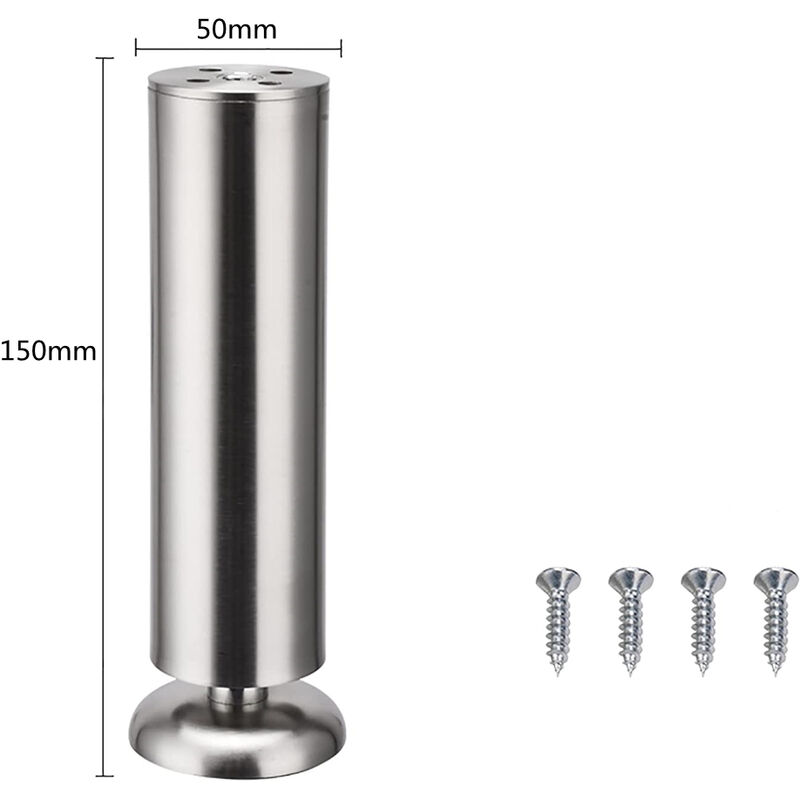 PIEDINI PER MOBILI REGOLABILI IN ACCIAIO CROMATO 15 CM PIEDE CUCINA METALLO  4 PZ