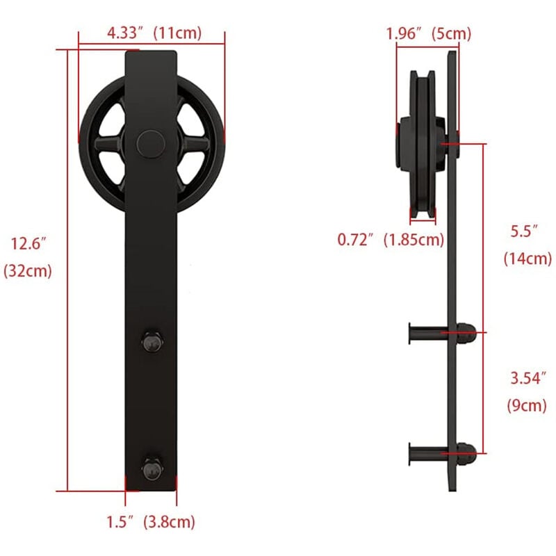 70kg - 190 cm - Binario per porta scorrevole con accessori e squadrette  fissaggio al muro