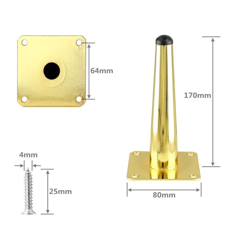 4 Gambe Per Mobili In Metallo Stile Medievale - Piedini Inclinati Con Base Antiscivolo Per Divano, Tavolino, Mobile TV - Foto 6