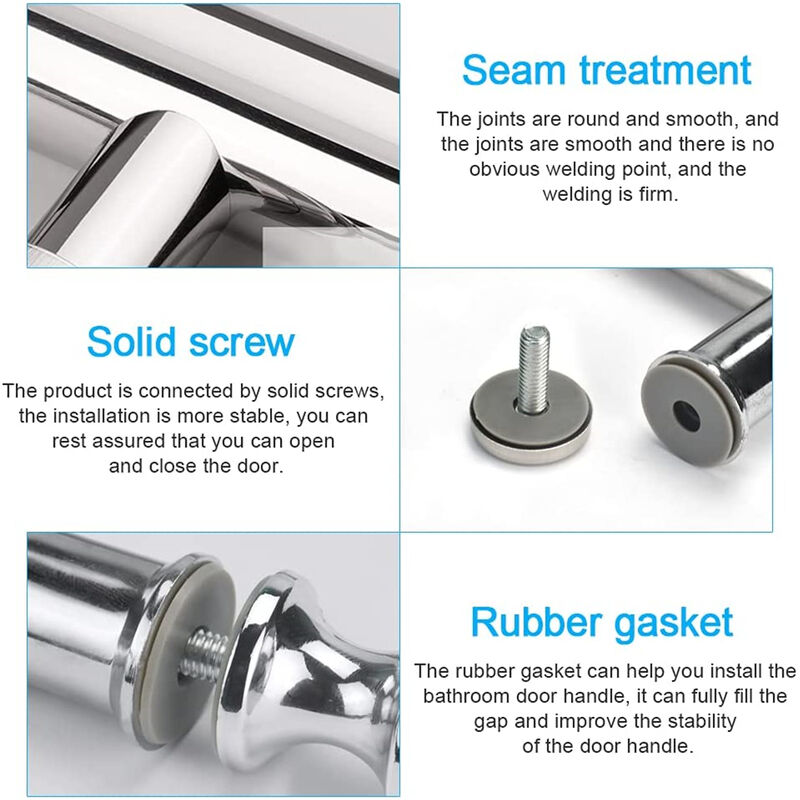 Maniglia Per Porta Doccia AQUABATOS - Design Ad Arco In ABS Cromato | Foro 145mm | Facile Installazione - Foto 7