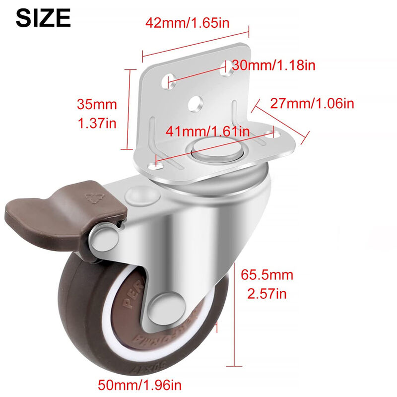 Rotelle Per Mobili 4 Pezzi - Ruote Fisse In Nylon E Acciaio, Montaggio Laterale O Inferiore - Foto 2