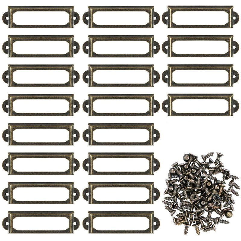 Portaetichette Metallici Vintage Per Cassetti - 20 Pezzi Bronzo, 60x17 Mm - Foto 4