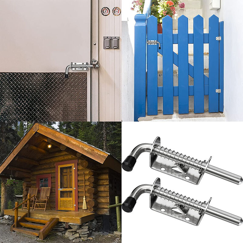 2 confezioni di chiavistello a molla in acciaio inossidabile per porta del  garage, capannone, cortile, pollaio (128mm)
