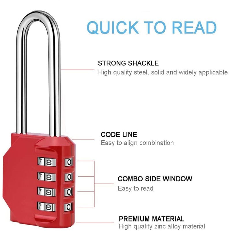 Lucchetti combinati, lucchetti armadietto a 4 cifre per armadietti da  palestra, armadietto scolastico, recinzione per lucchetto esterno  resistente alle intemperie