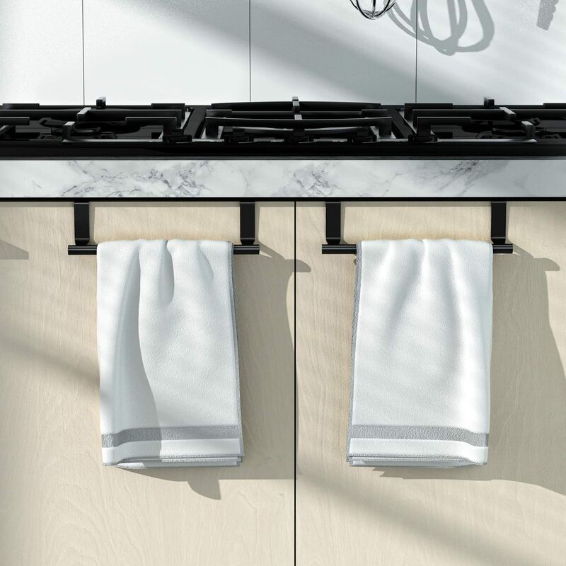 Porta Asciugamani per Porta 23cm Portasciugamani per Casseto Armadio Porta  Appendi Strofinacci Cucina Nero