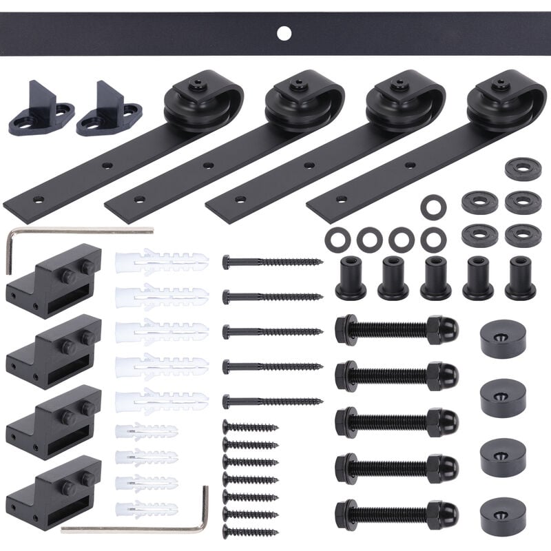 183cm Binario per Porta Scorrevole Bifold Kit Porta Scorrevole Nera per 4 Porte  Scorrevoli Interno Esterno Muro 44cm Larga : : Fai da te