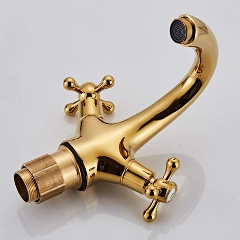 Rubinetto for lavabo da bagno con tecnologia tedesca a leva singola calda e fredda in ottone dorato, rubinetto for rubinetto (Color : Rot