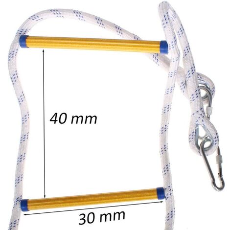 Scala Di Corda Di Salvataggio 15m EGTink - Ignifuga, Antiscivolo, Portata 200 Kg, Con Moschettoni, Per Emergenze E Evacuazione