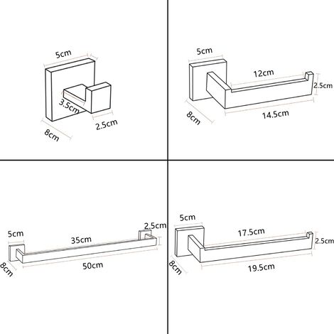 Set di accessori da bagno 4 pezzi (portasciugamani, anello, gancio, porta carta igienica), nichel spazzolato 60 cm | Leroy Merlin