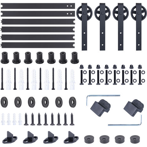 Kit Ferramenta Porta Scorrevole VEVOR 244 Cm - Per Porte Singole Fino A 150 Kg, Con Binario E Ganci - Foto 3