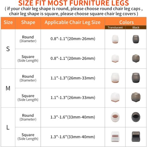 32pz Tappi Per Gambe Di Sedie 1 Pollice (25 Mm) Protezioni Per - Foto 5