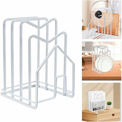 Keboyoe 2 Pezzi Porta Taglieri da Cucina con 5 Scomparti Supporto per Tagliere da Cucina porta Coperchi Pentole Salvaspazio Supporto per Coperchio Porta Piatti da Interno Mobile(Nero