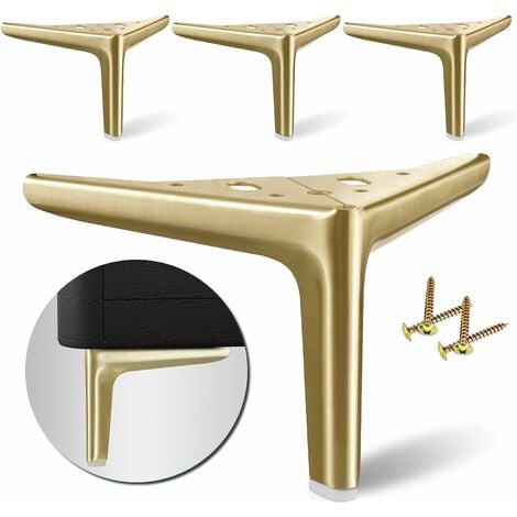 Gampe Per Mobili In Metallo Dorato - 4 Piedini Triangolari 15 Cm Moderni - Foto 3