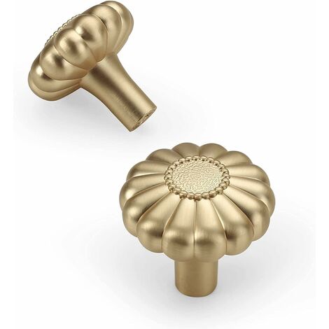 BEBUSINGOTO Pomelli Per Mobili In Ceramica Bianca E Oro A Forma Di Zucca Con Viti (confezione Da