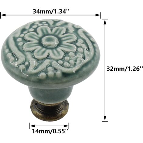 Pomelli Per Mobili In Ceramica Bohémien - Set 10 Pezzi Dipinti A Mano, Per Cucina E Armadi