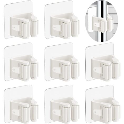 1 pezzo Supporto per mocio senza fori, gancio adesivo per scopa, porta-scope per bagno, bianco | SHEIN ALIA