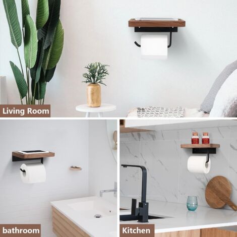 Porta Carta Igienica In Legno Fatto A Mano - Design Tris (Tic Tac Toe) Con Ripiano, Per Bagno Rustico O Moderno - copertina