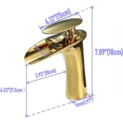 Rubinetto Cascata Dorato Spazzolato per Bagno,Miscelatore Lavabo Moderno senza Leva in Ottone,Altezza Becco 107 mm,Elegante per Lavabo | Leroy Merlin