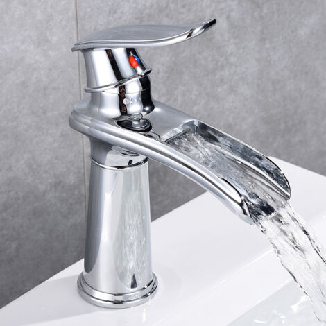 Rubinetto Bagno A Cascata Monocomando - Miscelatore Moderno Con Effetto Cascata Per Lavabo
