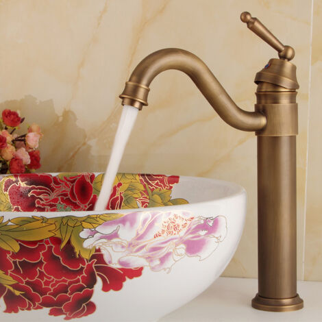 Miscelatore lavabo vintage, girevole a 360°, miscelatore lavabo bagno, ottone anticato, miscelatore lavabo monoforo, miscelatore lavabo bagno